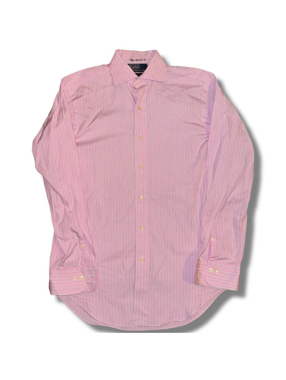 Vintage 90s / Y2K  Polo Ralph Lauren pink bengal striped button up oxford shirt